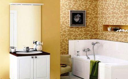 Комбинирование влагостойких и жидких обоев в ванной комнате Комбинирование влагостойких и жидких обоев в ванной комнате